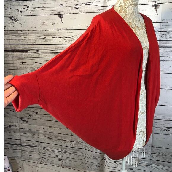 WONDERLUSH Layers by Lizden Knit Jersey Cocoon Cardigan red size medium to large - Picture 4 of 10